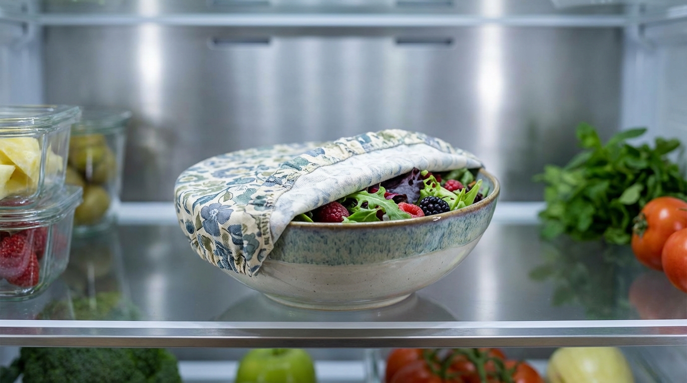 scopri un'alternativa elegante e sostenibile alla pellicola alimentare e alla carta stagnola per coprire i tuoi piatti in frigorifero. pratica, bella e ecologica!