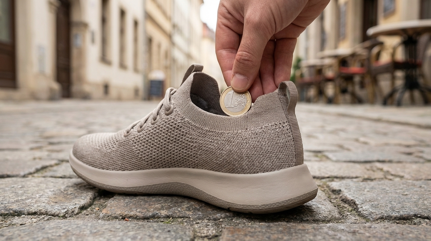 scopri il segreto della monetina nella scarpa durante una lunga passeggiata in città e come questo semplice trucco può migliorare il comfort e ridurre il dolore ai piedi.