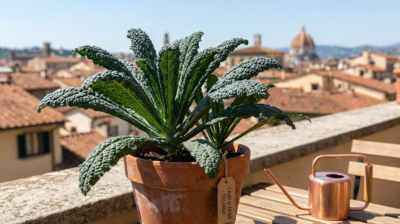 Questo cavolo nero in vaso abbellisce il tuo balcone con regole semplici ma essenziali