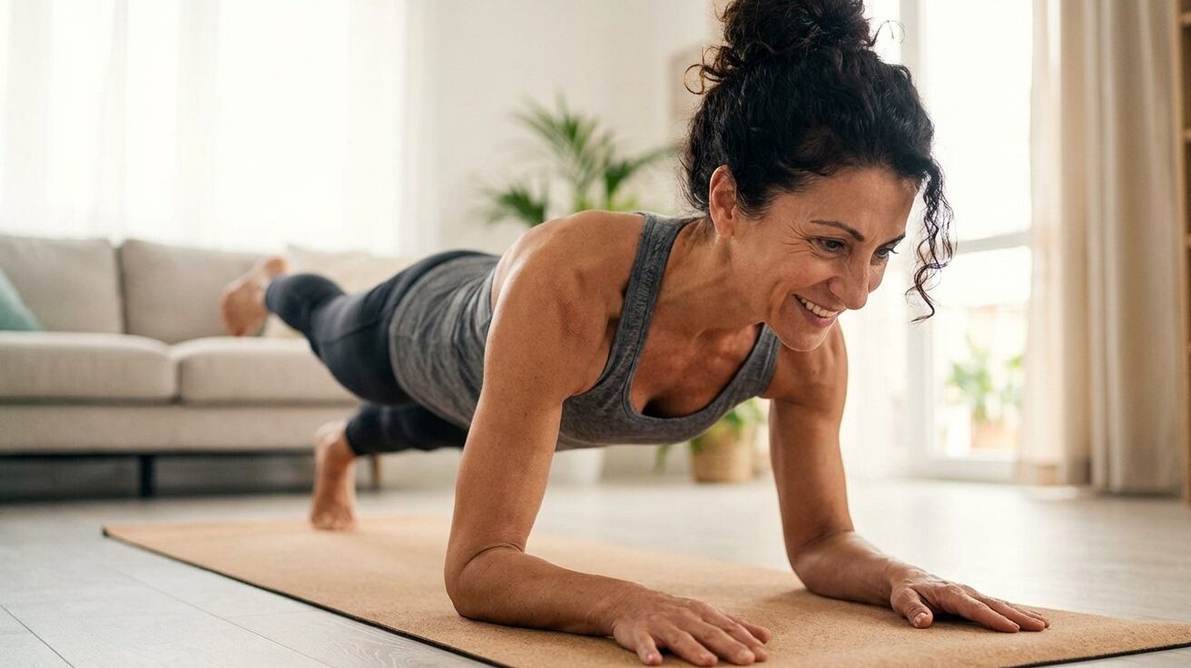Braccia a pipistrello dopo 50 anni: il “leg pull up” è l’esercizio di plank ideale per tonificare i tricipiti